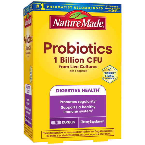 Nature Made Probiotics for Women and Men, Probiotic Capsules 1 Billion CFU from Live Cultures for Immune & Digestive Support, 30 Capsules, 30 Day Supply
