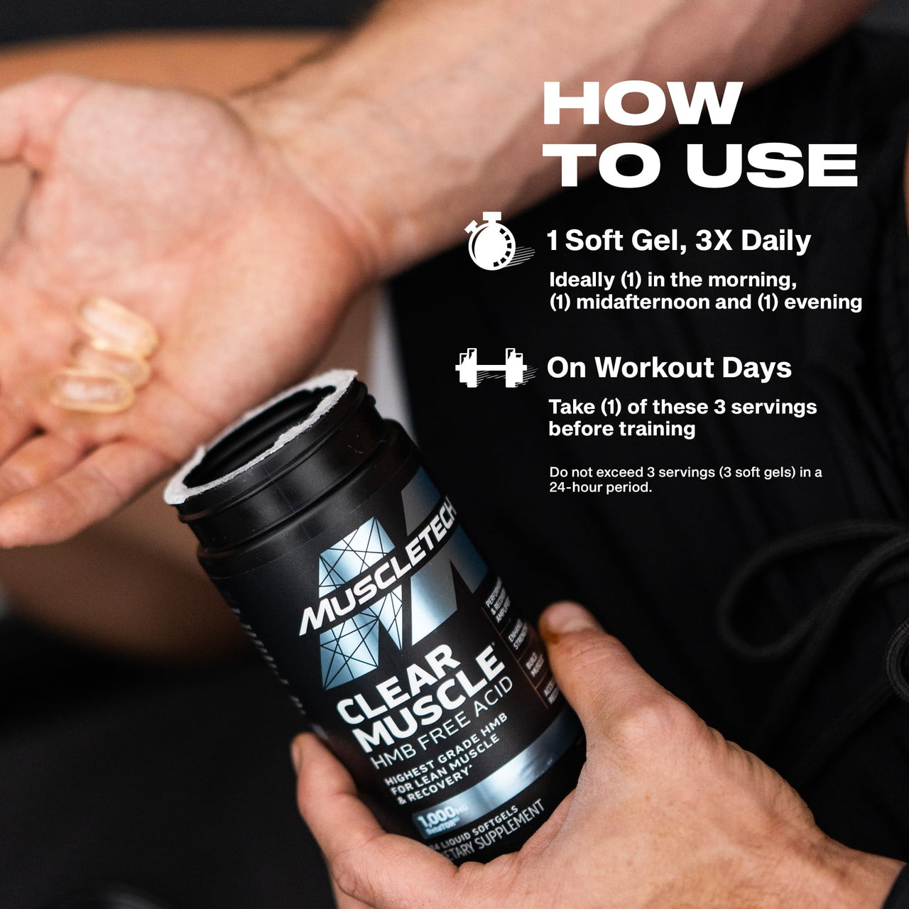 Muscletech HMB Supplements 1000mg, Clear Muscle (84 Liquid Softgels) - Highest Grade HMB for Lean Muscle & Recovery - HMB Free Acid Muscle Supplement - Help Decrease Muscle Breakdown