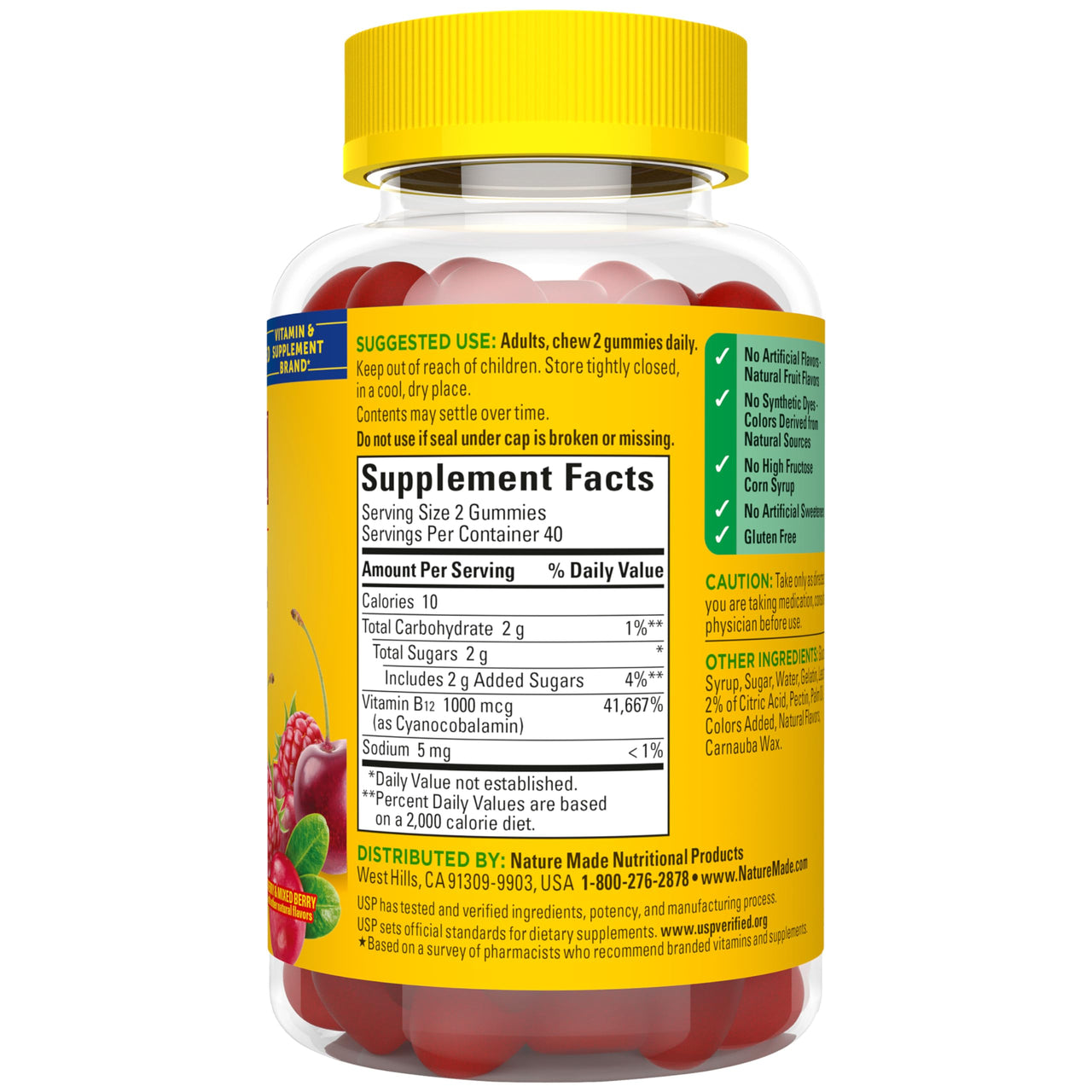 Nature Made Vitamin B12 Gummies 1000 mcg per serving, Dietary Supplement for Energy Metabolism Support, B12 Vitamins, 80 Gummy Vitamins, 40 Day Supply