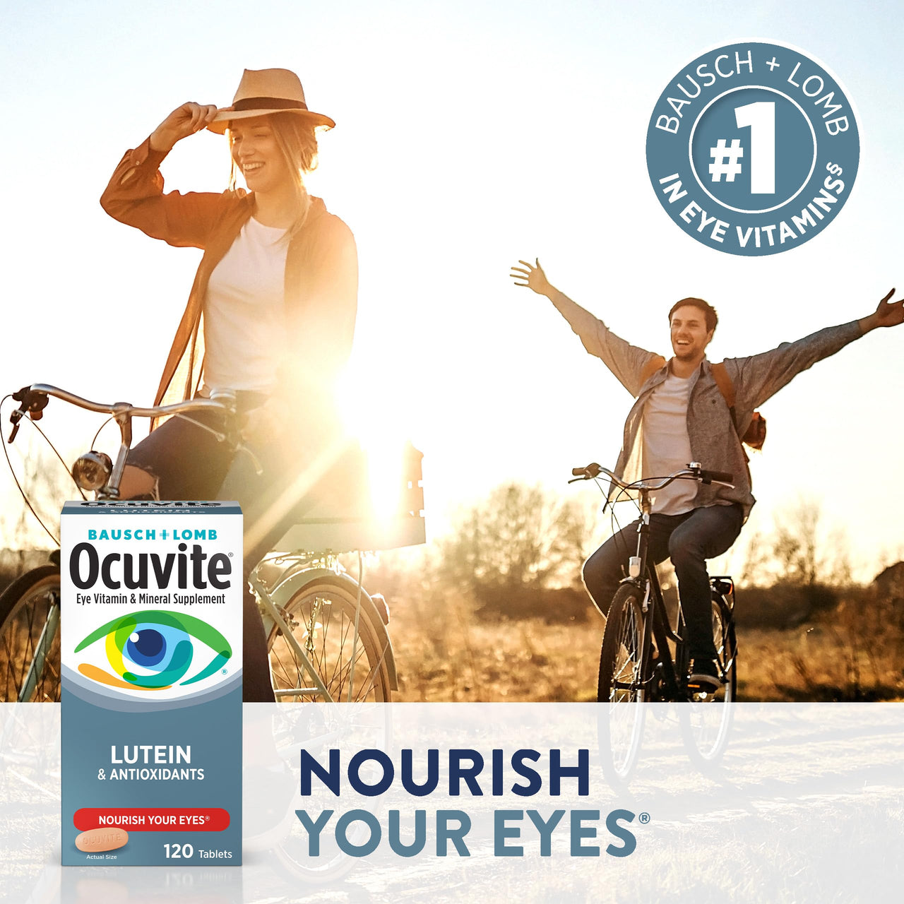 Bausch + Lomb Ocuvite Vitamin & Mineral Supplement Tablets with Lutein, 120 Count Bottle (Pack of 3)