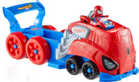 Thumbnail for Hot Wheels Toy Car Track Set, Spider-Man Large-Scale Launcher and Hauler with Die-Cast RacerVerse Vehicle