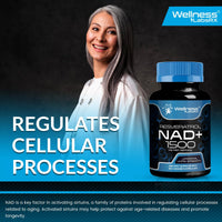 Thumbnail for WELLNESS LABSRX Liposomal NAD Supplement, 1500mg - USA Made, NAD Resveratrol Supplement for Women and Men, NAD+ Support Cellular Health, Energy & Anti Aging - 90 Count