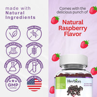 Thumbnail for HERBION Elderberry Gummies with Vitamin C & Zinc - Healthy Immune System Support - Gluten-Free & Gelatin-Free - 60 Gummies for Adults & Children 4 Years & Above - Made in USA, 60 Count (Pack of 1)