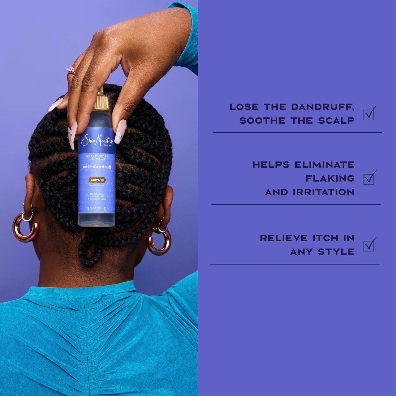 SheaMoisture Anti-Dandruff Leave-In Apple Cider Vinegar & Salicylic Acid To Soothe Scalp System for a Healthier Scalp 4 oz