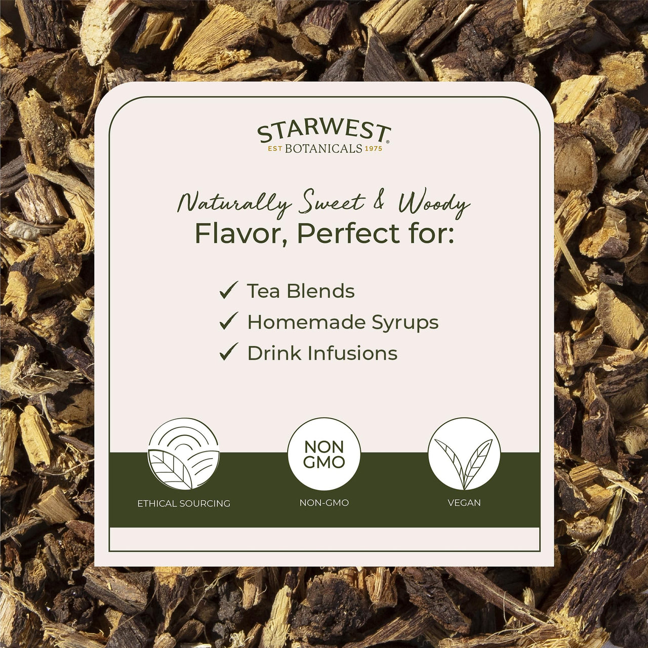 Starwest Botanicals Organic Dried Licorice Root - Herb for Loose Leaf Tea Blends, Candy, & Baked Goods, Cut & Sifted, Certified Kosher, Non-GMO - Bulk 1 lb Bag