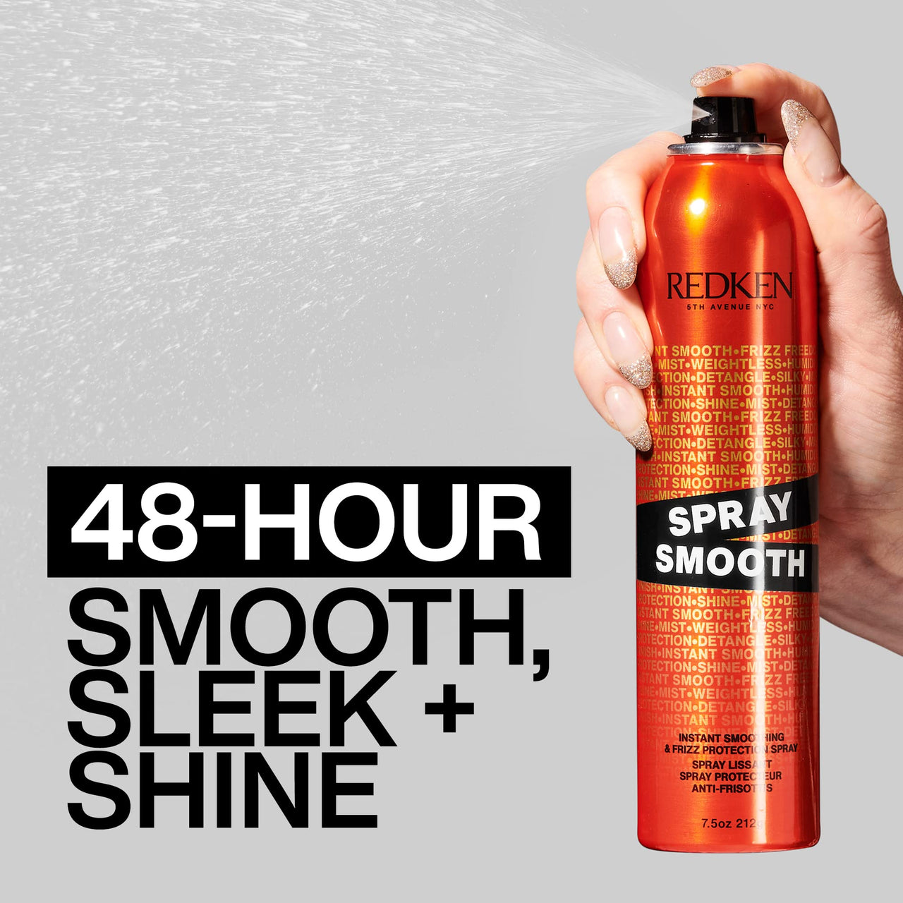 Redken Spray Smooth Anti Frizz Hair Spray | Frizz Control and Heat Protection | Instant Smoother | With Citric Acid | Paraben, Sulfate & Silicone-Free| 7.5 Oz