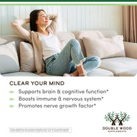 Thumbnail for Organic Lions Mane Mushroom Capsules (120 Count), for Focus Support and Immune Health, Third Party Tested and Grown in The USA - by Double Wood