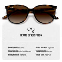 Thumbnail for Ray-Ban RB4378 Square Shaped Non-Polarized Sunglasses for Women – Includes Official RAYBAN Eyewear Kit – Ideal Formal & Casual Wear Sunglasses – Gradient Brown Lens