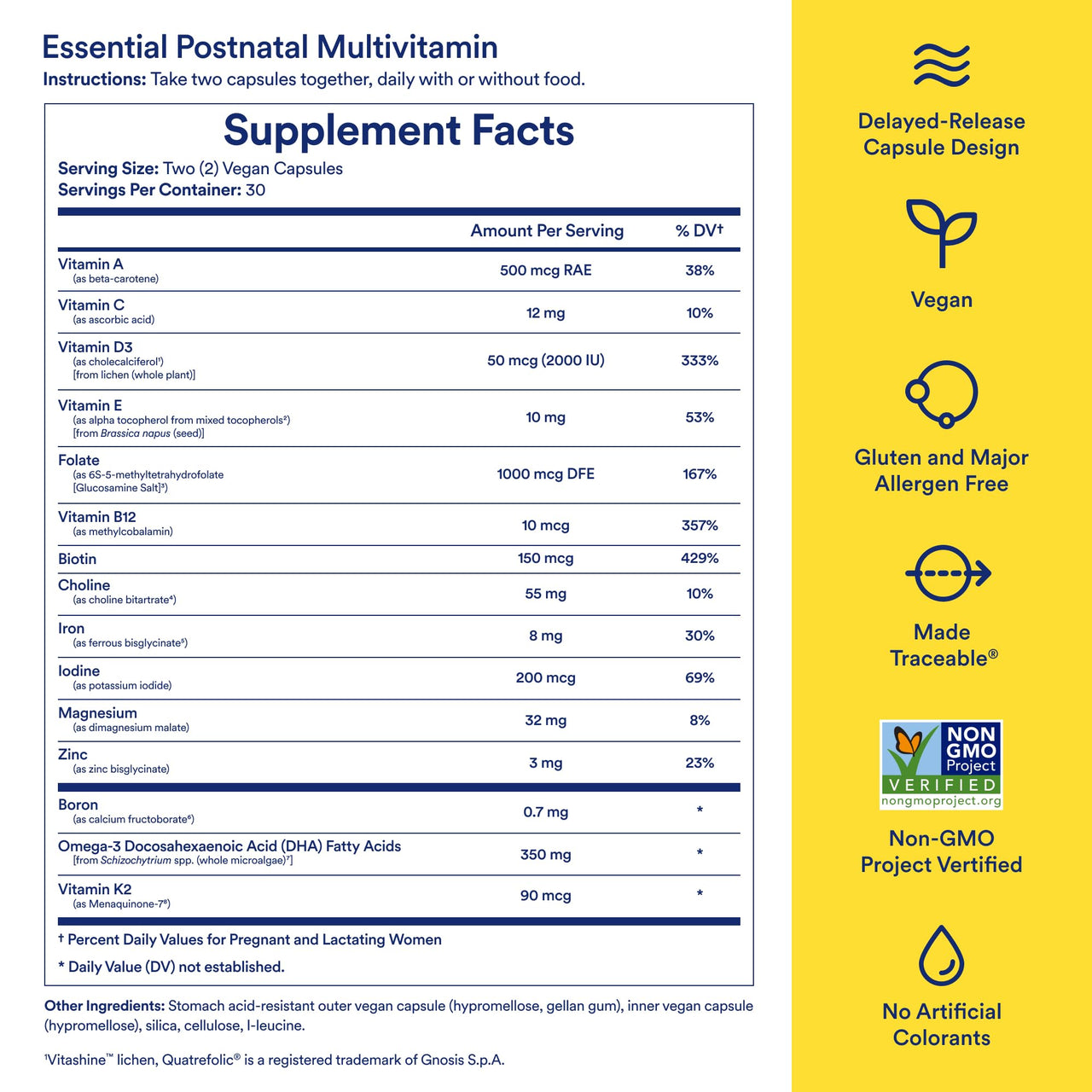 Ritual Essential for Women Postnatal Multivitamin - Postpartum Vitamin - Omega-3 DHA & Choline for Lactation Support, Vitamin A, C, D3 & Zinc for Immune Function Support*, B12, Iodine, Biotin, 30 Day