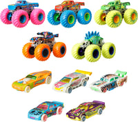 Thumbnail for Hot Wheels Toy Monster Trucks 10-Pack of Glow-in-the-Dark 1:64 Scale Vehicles, GITD Set of 5 Trucks & 5 Cars, Play Vehicles for Kids & Collectors