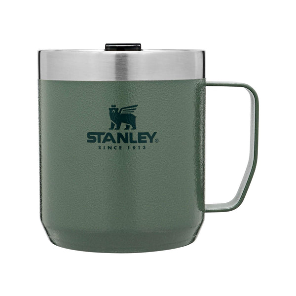 Stanley Stay-Hot Camp Mug 12 oz | Press Fit Drink Through Lid | Cup for Coffee, Tea and Drinks | Insulated Stainless Steel Coffee Mug | BPA-Free | Hammertone Green