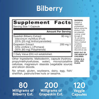 Thumbnail for Jarrow Formulas Bilberry + Grapeskin Polyphenols Veggie Capsules