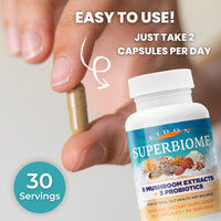 Thumbnail for Eidon Ionic Minerals SuperBiome, Mushroom Extract Supplement, Mushroom Complex Capsules with Reishi, Chaga, Lions Mane, Cordyceps, Turkey Tail, 30 Servings