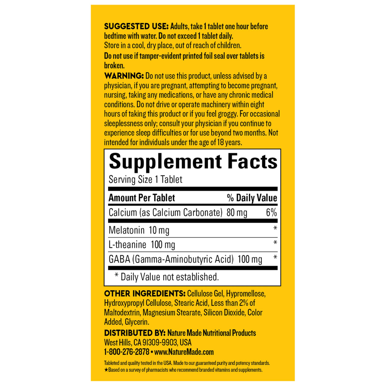 Nature Made Wellblends Sleep Longer, Melatonin 10mg, L theanine 100 mg, and GABA 100mg, Sleep Supplement, 35 Tri-Layer Tablets