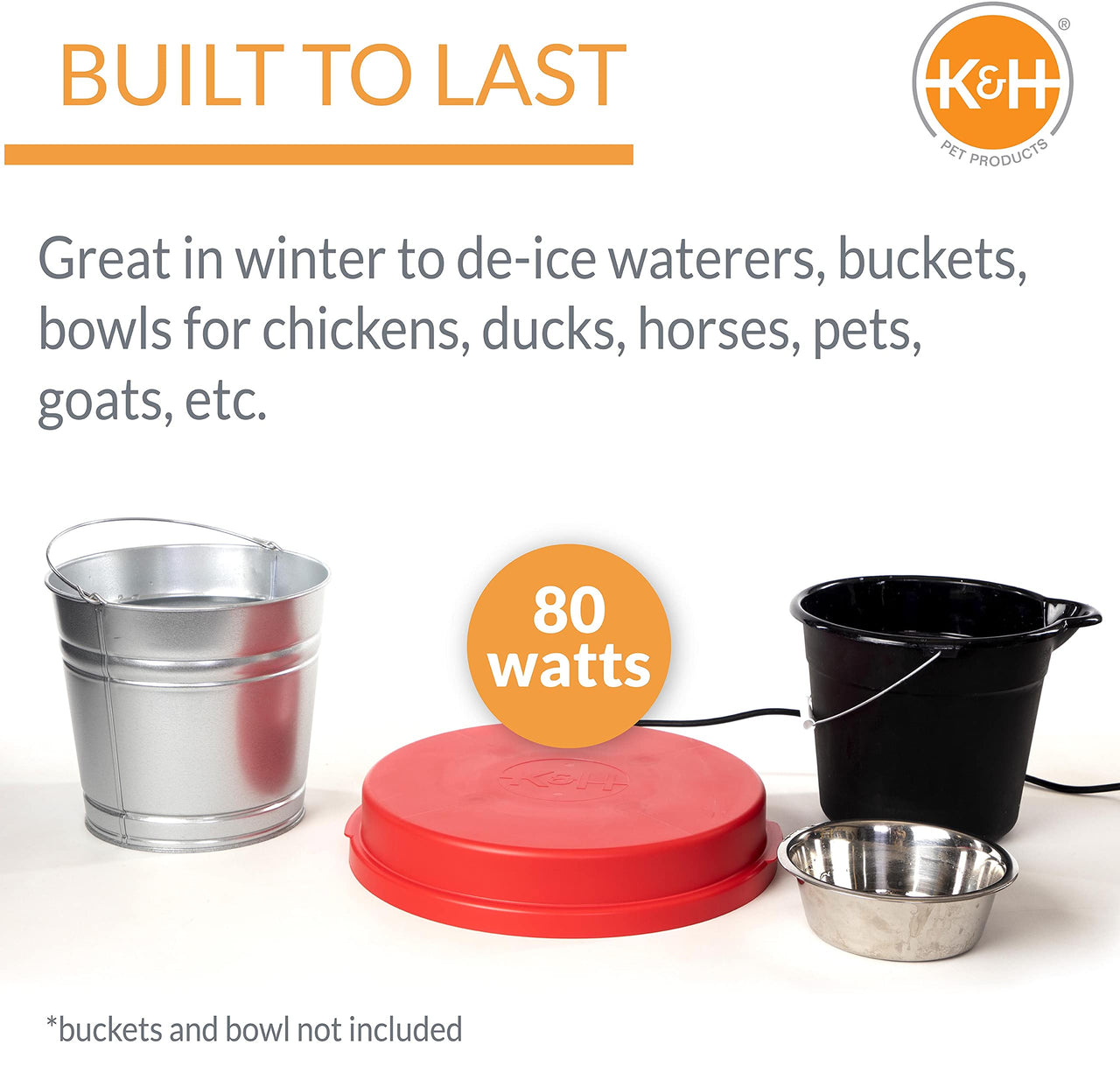 K&H Pet Products 80-Watt Universal Deicer, Chicken Water Heater 3 X 15.5 Inches