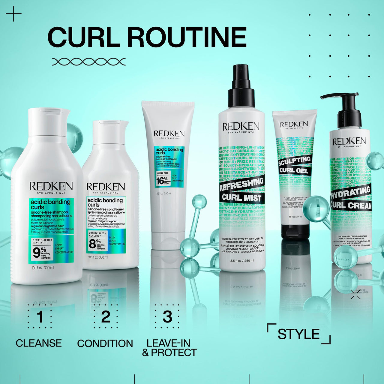 Redken Curl Refreshing Spray For Curly and Coily Hair - Hydrates & Defines up to 7th-Day Curls, Silicone-Free