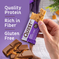 Thumbnail for Quest Nutrition Caramel Chocolate Chunk Protein Bar, 20g Protein, 1g Sugar, 4g Net Carbs, Gluten Free, Keto Friendly, 12 Count