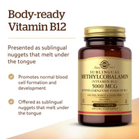 Thumbnail for Solgar Methylcobalamin (Vitamin B12) 5000 mcg, 60 Nuggets - Cherry Flavor - Supports Energy Metabolism - Body-Ready, Active Form - Non-GMO, Vegan, Gluten Free - 60 Servings