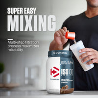 Thumbnail for Dymatize ISO100 Whey Protein Powder Isolate, Gourmet Chocolate, 25g of Protein, 20 Servings, 5.5g BCAAs, Less Than 120 Cal., Gluten Free, 1g Fat, 1g Sugar, 2g Carb