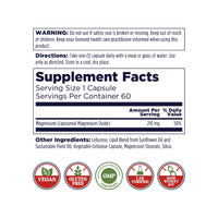 Thumbnail for KAL Liposomal Magnesium Oxide 210 mg High Absorption, Liposomal Technology, Essentials Muscle Support, Advanced Formula, Vegan Capsules, Gluten Free, No Soy, 60 Servings