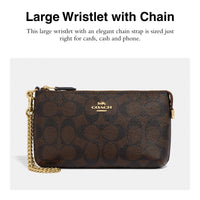 Thumbnail for Coach Signature Large Wristlet w Chain