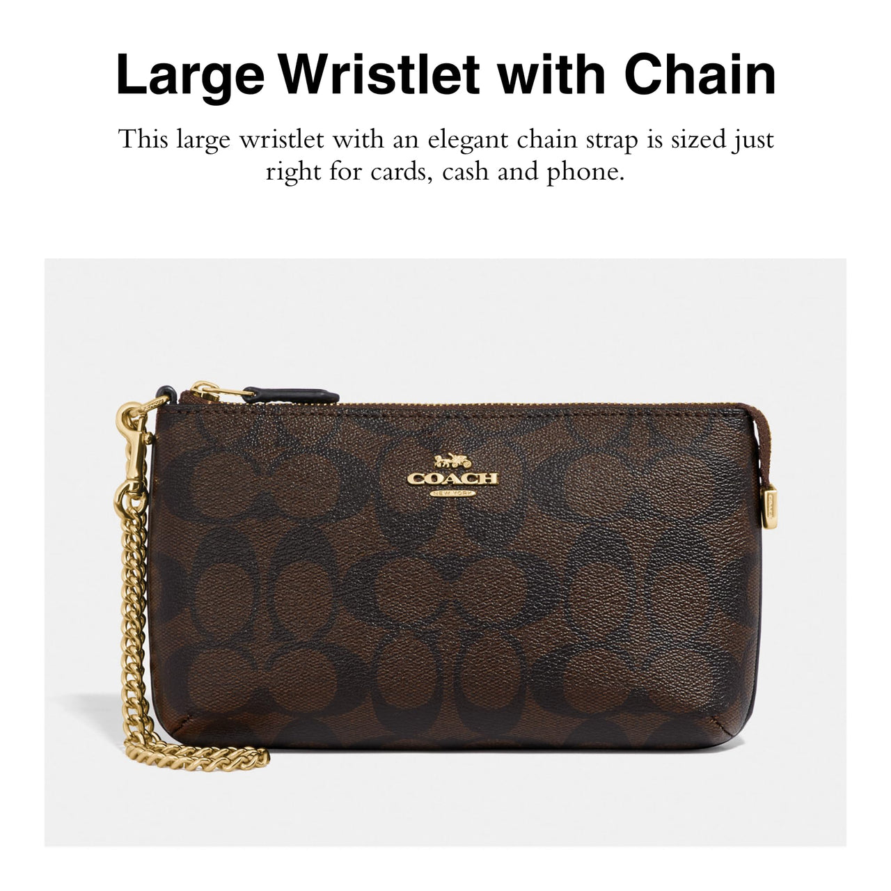 COACH Signature Large Wristlet w Chain