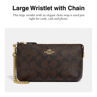 Thumbnail for COACH Signature Large Wristlet w Chain