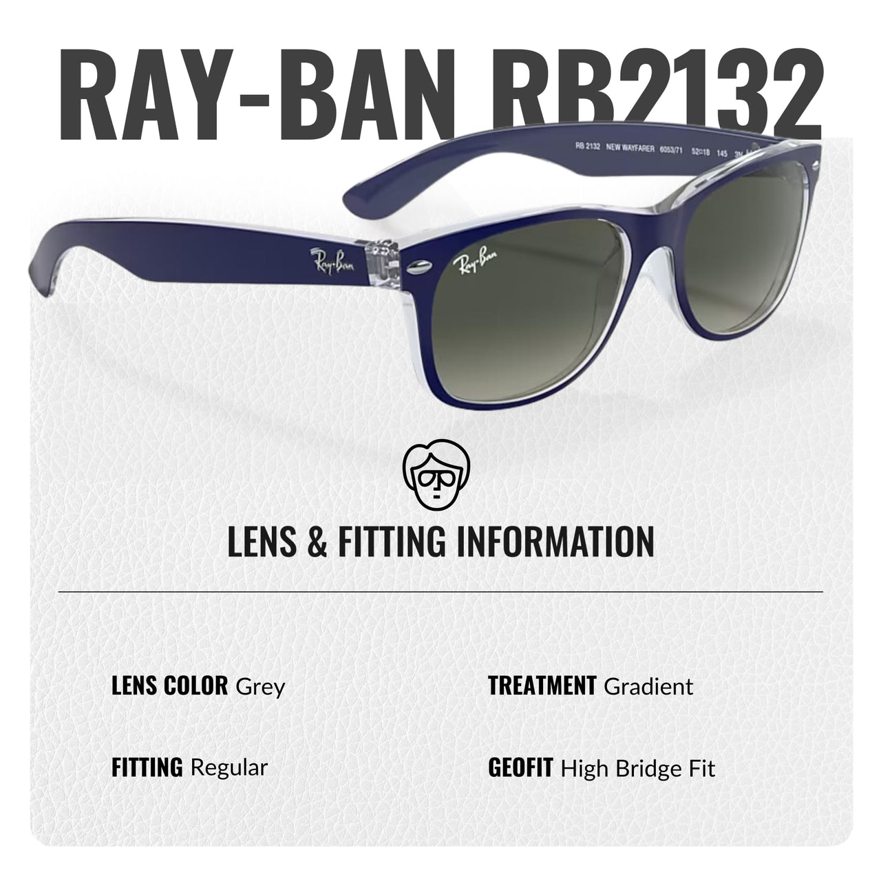 Ray-Ban RB2132 NEW WAYFARER COLOR MIX Square Shaped Non-Polarized Sunglasses for Men & Women – Includes Official RAYBAN Eyewear Kit – Ideal Formal & Casual Wear Sunglasses – Grey Lens