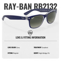 Thumbnail for Ray-Ban RB2132 NEW WAYFARER COLOR MIX Square Shaped Non-Polarized Sunglasses for Men & Women – Includes Official RAYBAN Eyewear Kit – Ideal Formal & Casual Wear Sunglasses – Grey Lens