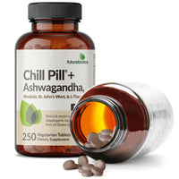 Thumbnail for Futurebiotics Chill Pill + Ashwagandha, Rhodiola, St. John’s Wort, & L-Theanine - Non-GMO, 250 Vegetarian Tablets
