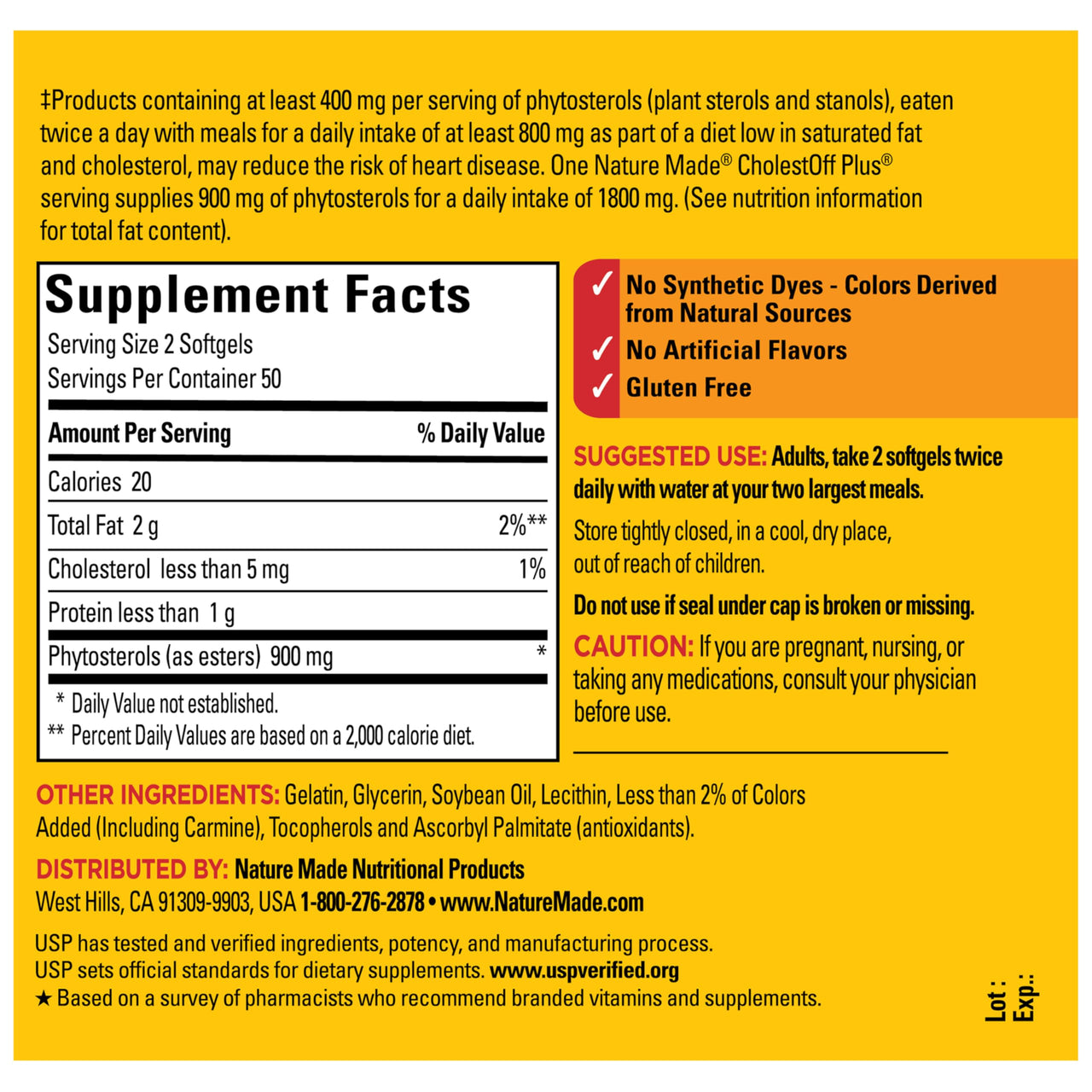 Nature Made CholestOff Plus, Dietary Supplement for Heart Health Support, 100 Softgels, 25 Day Supply