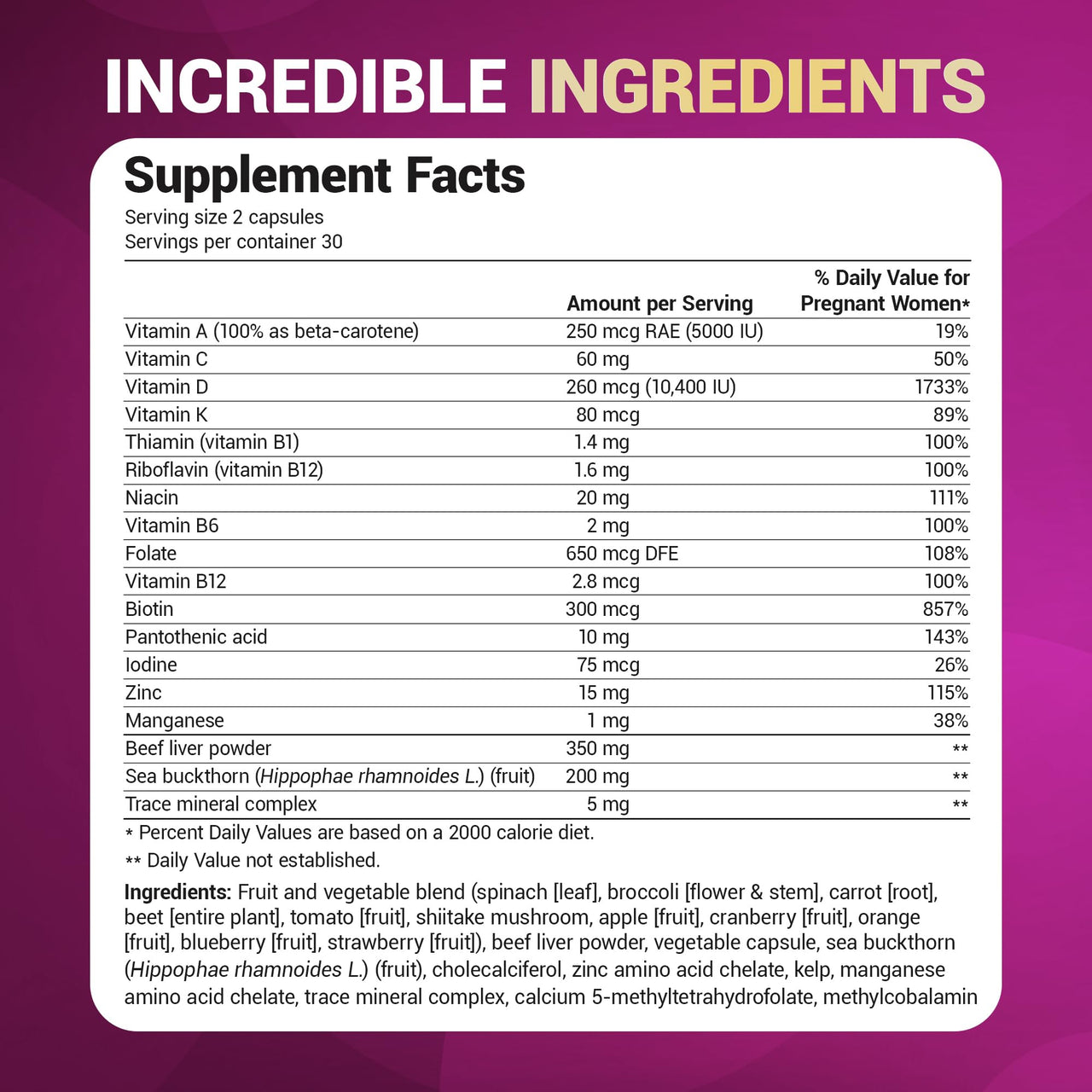 Dr. Berg Natural Prenatal Vitamins for Women (Pregnant & Nursing) - Prenatal Vitamins with Folate, Vitamins, Minerals, Omegas, &11 Powerful Superfoods - Womens Prenatal Multivitamin - 60 Capsules