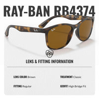 Thumbnail for Ray-Ban RB4374 Square Shape Sunglasses With Eyewear Kit Bundle - High Bridge Fit - Ideal Formal and Casual Wear Square Sunglasses