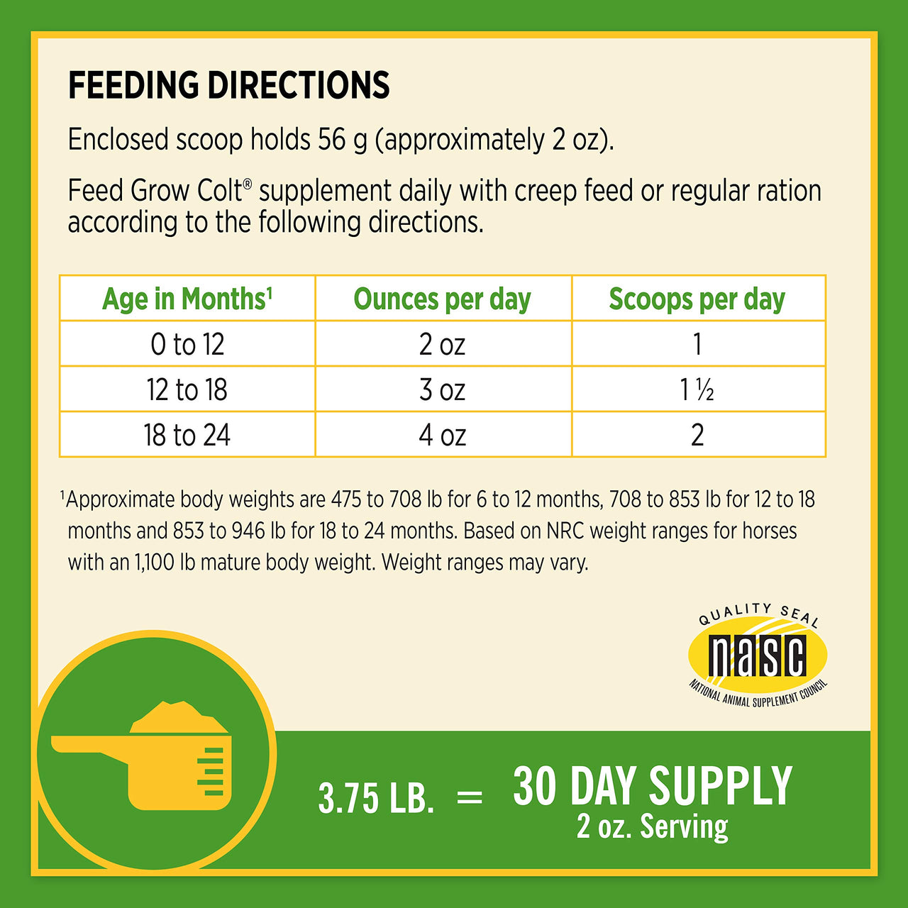 Farnam Grow Colt Supplement for Growth & Development, Supports Normal, consistent Growth in First Years of foal's Life, 3.75 lbs., 30 Day Supply