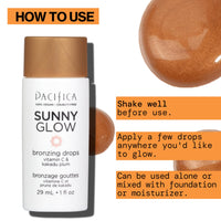 Thumbnail for Pacifica Sunny Glow Liquid Face Bronzer Drops - Face Makeup Bronzing For Face & Cheeks for Instant Sun-Kissed Glow - Vitamin C & Glycolic Acid Infused Liquid Bronzer Illuminating Highlighting Clean