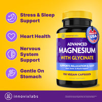 Thumbnail for InnovixLabs Advanced Magnesium Capsules - 150 Ct, 210 mg - Chelated Glycinate and Malate - High Absorption, Promotes Relaxation, Bones, Muscle Health, Vegan Malate Sleep Supplement