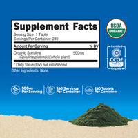 Thumbnail for Nutricost Organic Spirulina 500mg, 240 Tablets - Gluten Free, Non-GMO