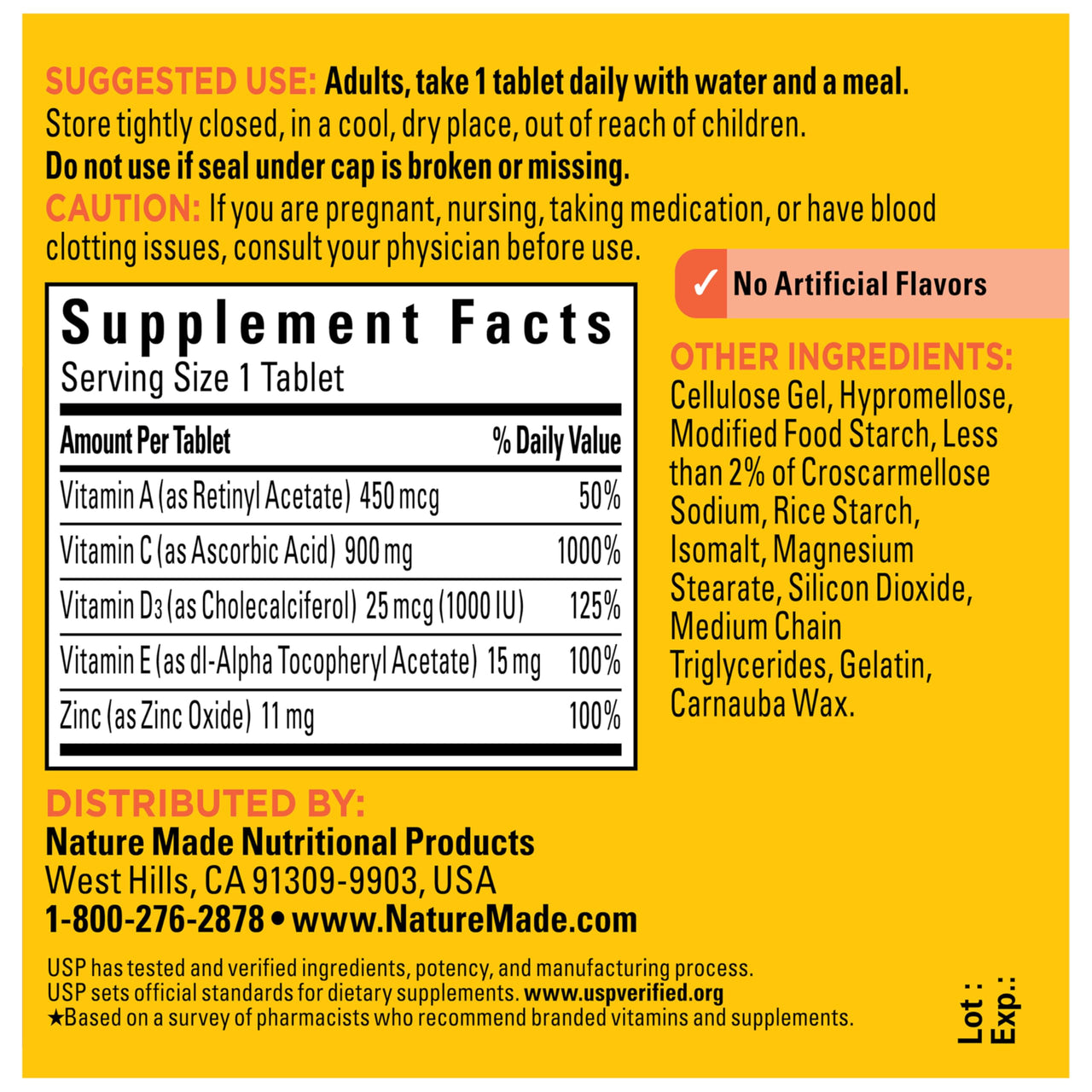 Nature Made Super C, Vitamin C and Zinc with Vitamin D3, Dietary Supplement for Immune Support, 60 Tablets, 60 Day Supply