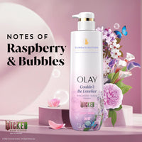 Thumbnail for Olay Body Wash for Women, Couldn't Be Lovelier Glinda's Edition, Intensely Hydrating & Renewing, Pro-Hyaluronic Acid Serum with Vitamin B3, For All Skin Types, Raspberry & Bubbles Scent, 20 fl oz