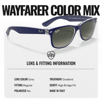 Thumbnail for Ray-Ban RB2132 NEW WAYFARER COLOR MIX Square Shaped Non-Polarized Sunglasses for Men & Women – Includes Official RAYBAN Eyewear Kit – Ideal Formal & Casual Wear Sunglasses – Grey Lens