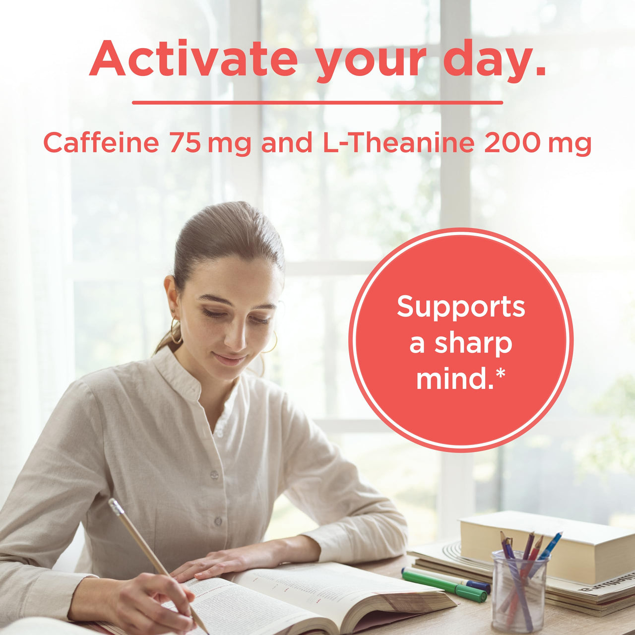 One-A-Day Brain Supplement – Brain Supplements for Memory and Focus Support, Concentration and Focus Support, Focus Supplement for Adults with L-theanine, Caffeine and Ginseng, 30 Capsules