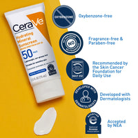 Thumbnail for CeraVe 100% Mineral Sunscreen SPF 50, Face sunscreen With Zinc Oxide & Titanium Dioxide, Hyaluronic Acid + Niacinamide + Ceramides, Oil Free, Travel Size 2.5 oz