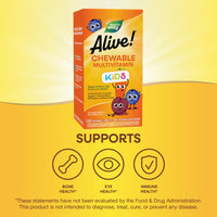 Thumbnail for Nature's Way Alive! Children's Daily Chewable Multivitamin Supports Bone, Eye, Immune Health*, Orange and Berry Fruit Flavored, Gluten Free, 120 Tablets