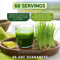 Thumbnail for Dr. Berg USDA Certified Organic Green Powder Superfood (60 Servings) - Made with Raw Wheatgrass, Chlorophyll, Trace Minerals & Natural Enzymes - Non-GMO Green Superfood Powder - Lemon Flavor