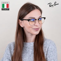 Thumbnail for Ray-Ban RB3016 CLUBMASTER BLUE-VIOLET LIGHT CLEAR Square Shaped Non-Polarized Sunglasses for Men & Women – Includes Official RAYBAN Eyewear Kit – Ideal Formal & Casual Wear Sunglasses – Clear Lens