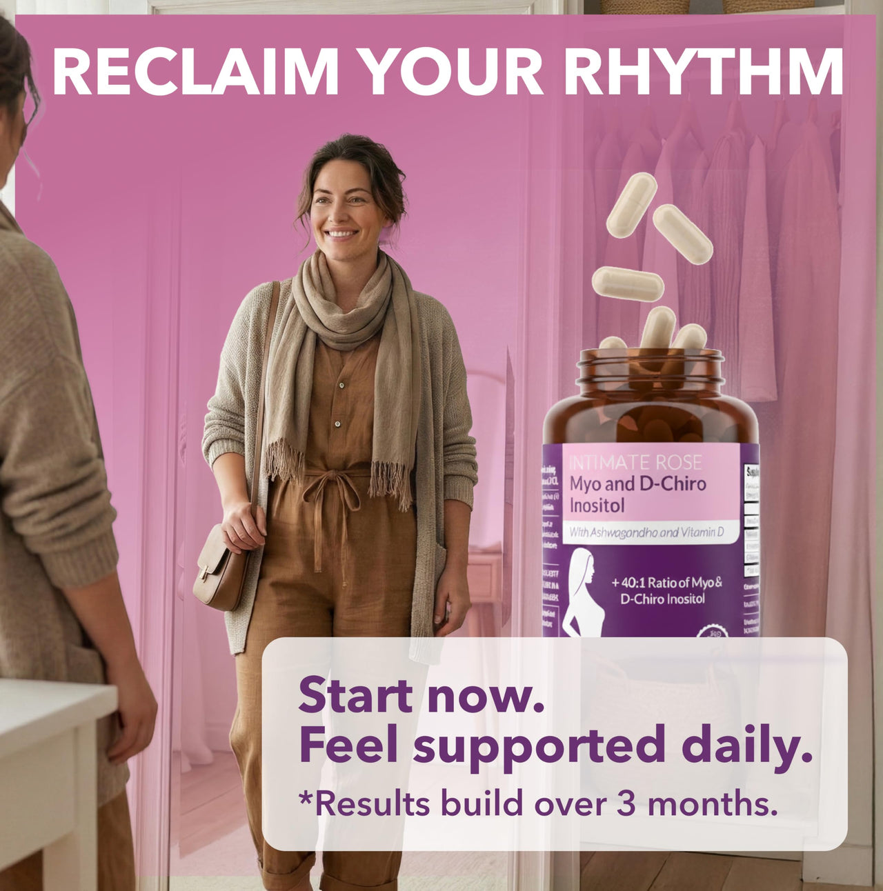 Intimate Rose Myo-Inositol & D-Chiro Inositol Supplement for Women - Hormone Balance & Ovarian Support for Women - Ideal 40:1 Ratio, Vitamin D3 + Ashwagandha