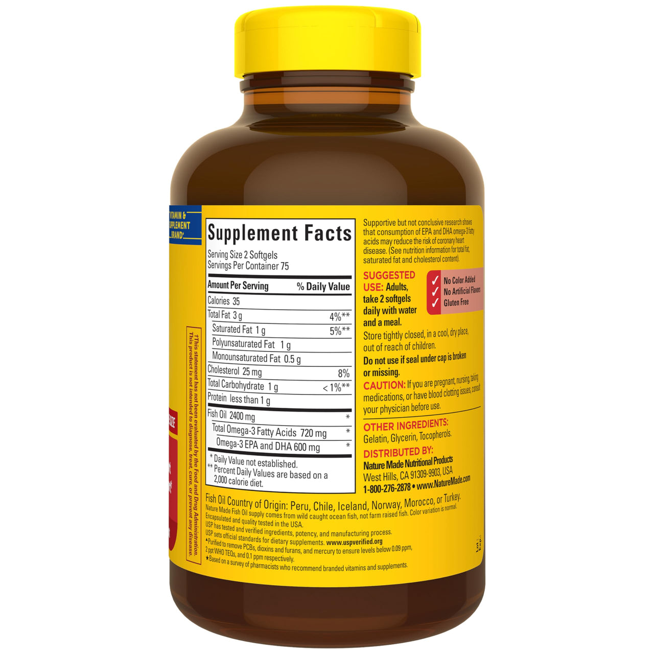 Nature Made Fish Oil Omega 3 Supplements, 1200 mg Softgels, Omega 3 Fish Oil for Healthy Heart Support, 150 Softgels, 75 Day Supply
