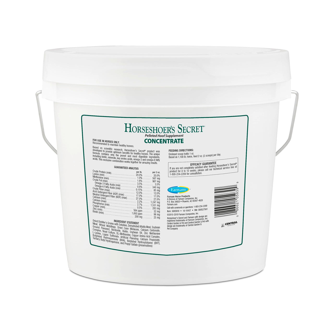 Farnam Horseshoer’s Secret Pelleted Hoof Supplement Concentrate, 25 mg of Biotin per 2 oz. Serving, For Cracked and Strong Hoof Walls, Horse Biotin Supplement with Amino Acids, 3.75 lb 30-Day Supply