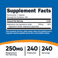 Thumbnail for Nutricost Magnesium Complex 250mg, 240 Capsules - Magnesium Oxide, Citrate, and Glycinate - Gluten Free and Non-GMO