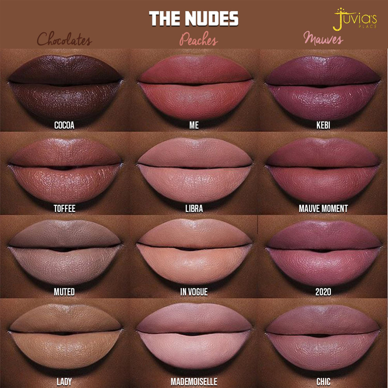 Juvia's Place The Nude Velvety Matte Lipstick 2020 - Nude, Long-lasting, Rich-Color Lip Makeup, Creamy Lipstick with Matte Finish, Beauty & Lip Products